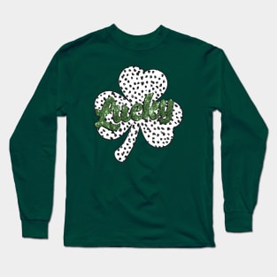 St Patrick Day, Clover, Lucky Clover, Faux Sequins Patricks Day Long Sleeve T-Shirt